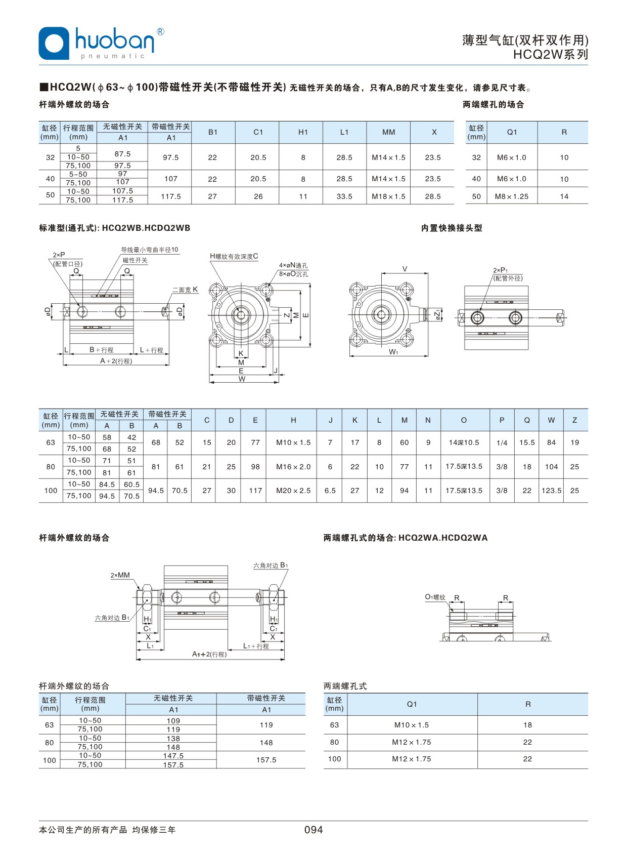 HCQ2W薄型气缸